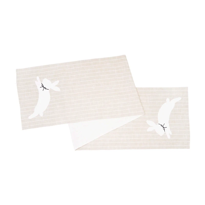 White Bunny Hop Striped Table Runner