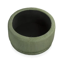 Green Corduroy Round Tufted Storage Ottoman