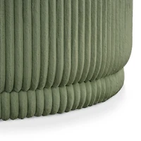 Green Corduroy Round Tufted Storage Ottoman