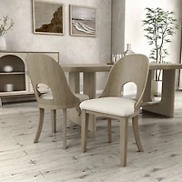 Taupe Oak Modern Dining Chairs, Set of 2