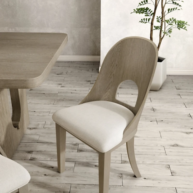 Taupe Oak Modern Dining Chairs, Set of 2