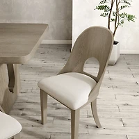 Taupe Oak Modern Dining Chairs, Set of 2