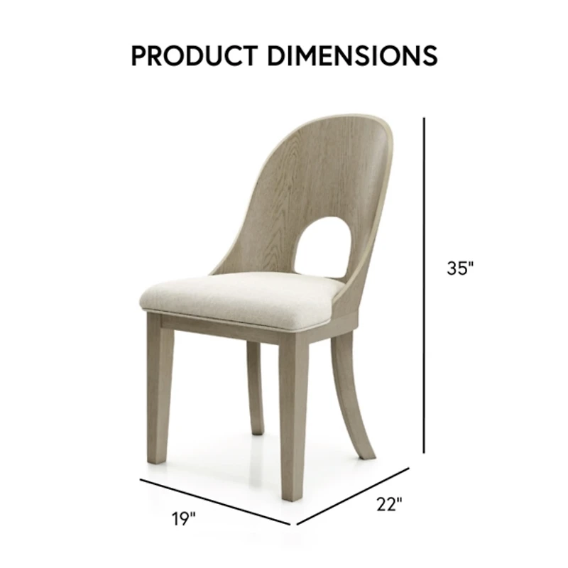 Taupe Oak Modern Dining Chairs, Set of 2