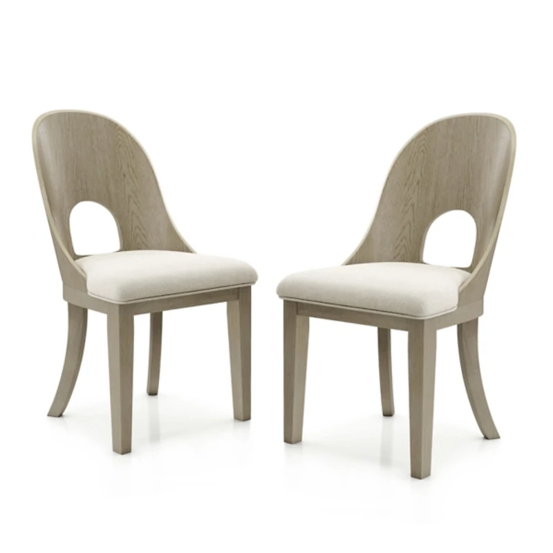 Taupe Oak Modern Dining Chairs, Set of 2