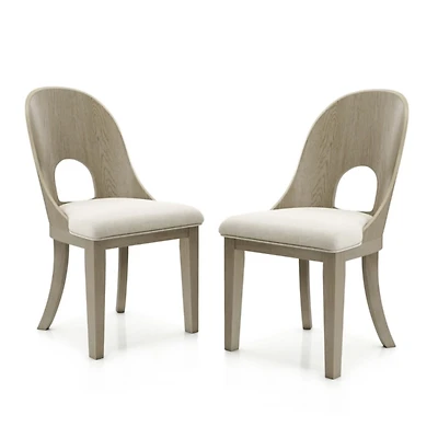 Taupe Oak Modern Dining Chairs, Set of 2