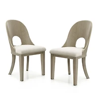 Taupe Oak Modern Dining Chairs, Set of 2