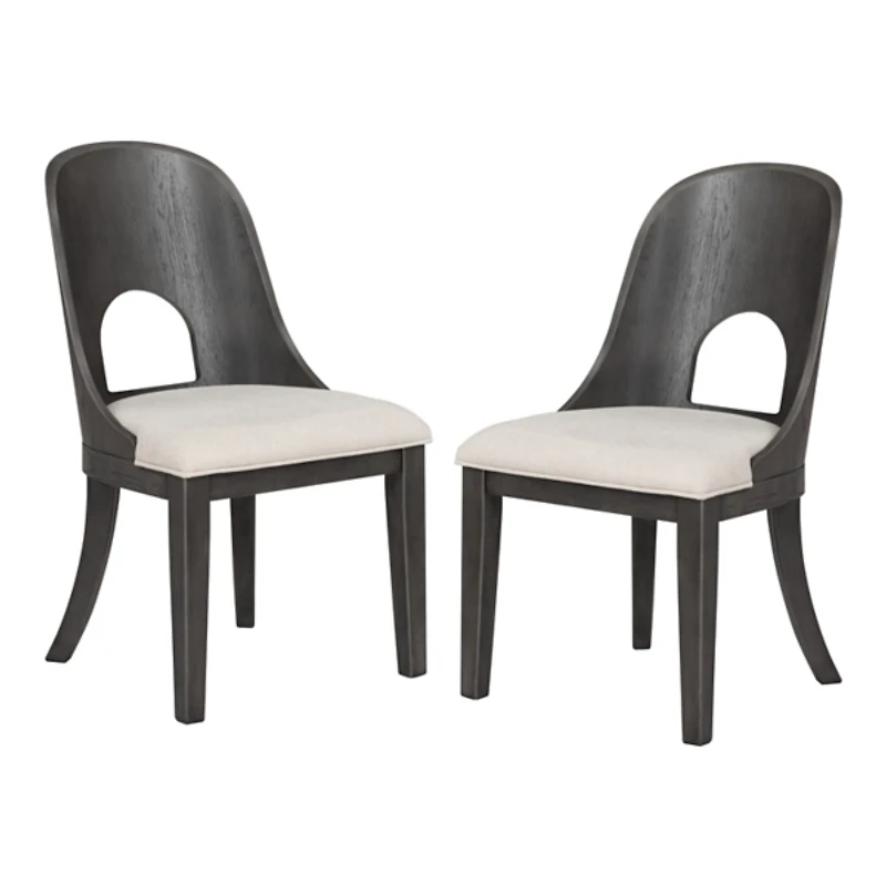 Black Oak Modern Dining Chairs, Set of 2