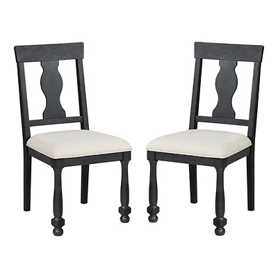 Black Wood Modern Farmhouse 2-pc. Dining Chair Set
