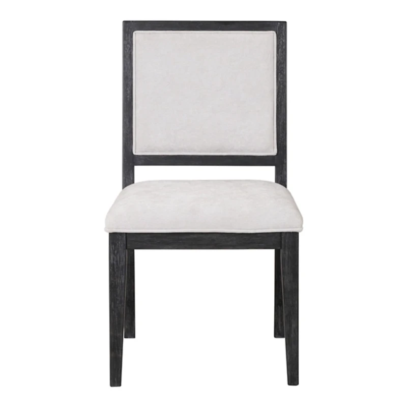 Weathered Black Wood Modern 2-pc. Dining Chair Set