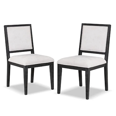 Weathered Black Wood Modern 2-pc. Dining Chair Set