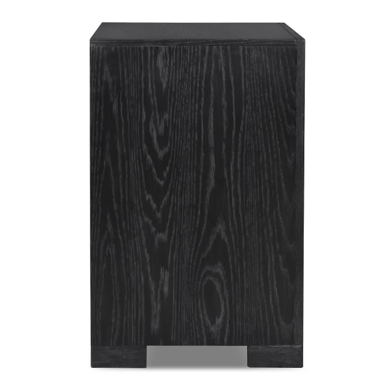 Black Weathered Wood Modern Charging Nightstand