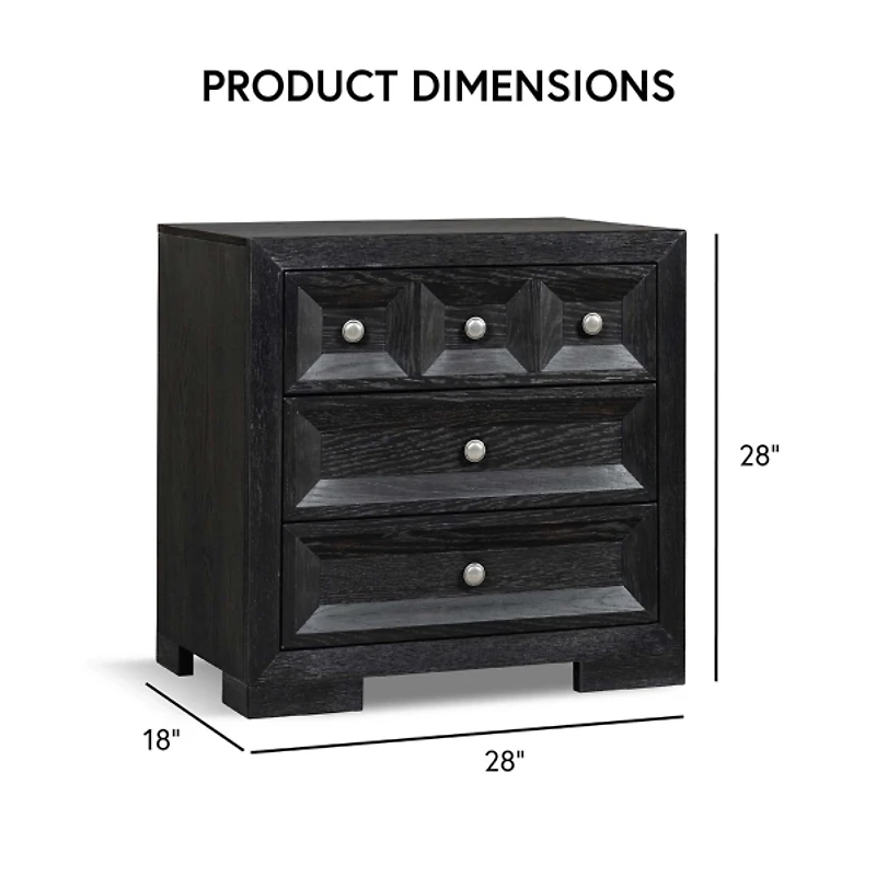 Black Weathered Wood Modern Charging Nightstand