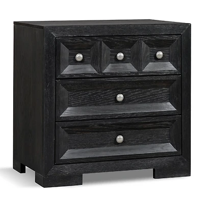Black Weathered Wood Modern Charging Nightstand