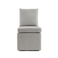 Light Gray Boucle Skirted Dining Chair