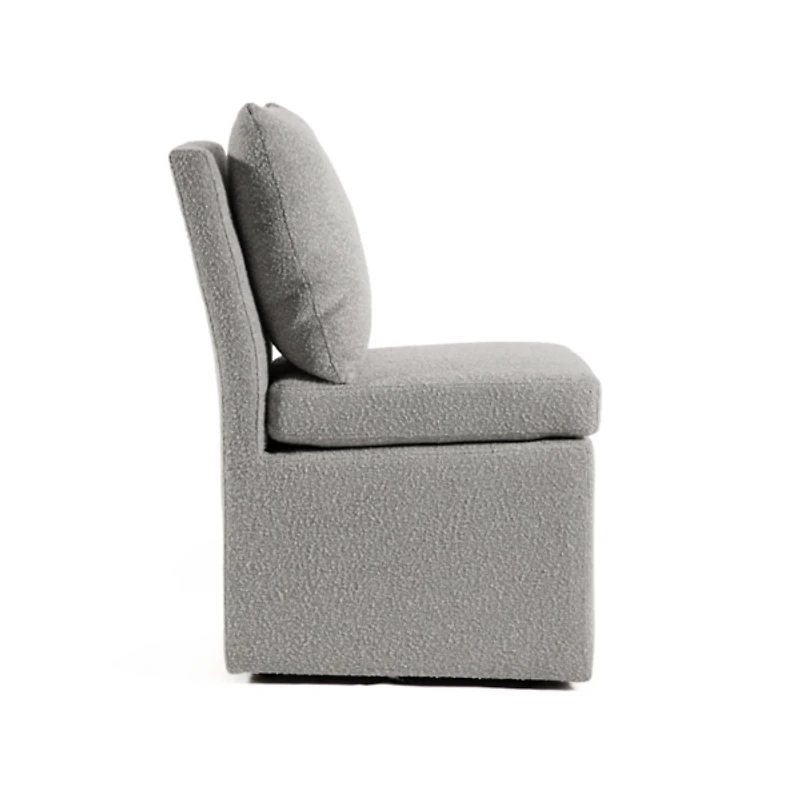 Light Gray Boucle Skirted Dining Chair