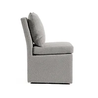 Light Gray Boucle Skirted Dining Chair