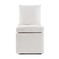 White Boucle Skirted Dining Chair