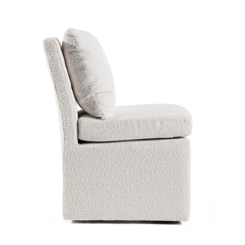 White Boucle Skirted Dining Chair