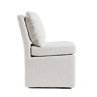White Boucle Skirted Dining Chair