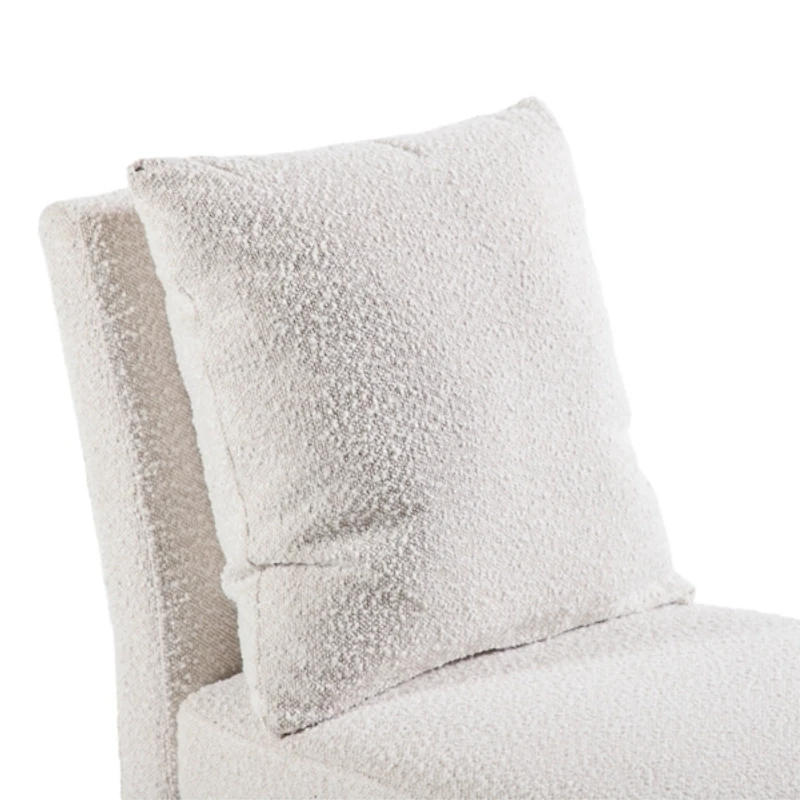 White Boucle Skirted Dining Chair