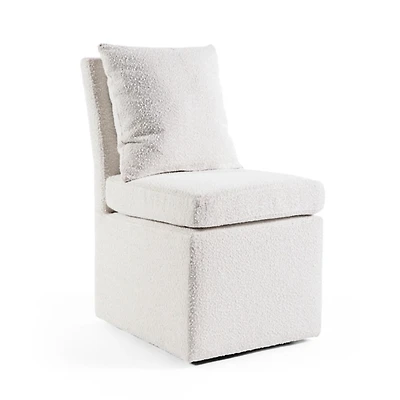 White Boucle Skirted Dining Chair