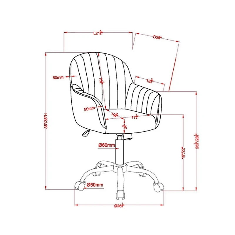 Brown Upholstered Curved Maddy Office Chair