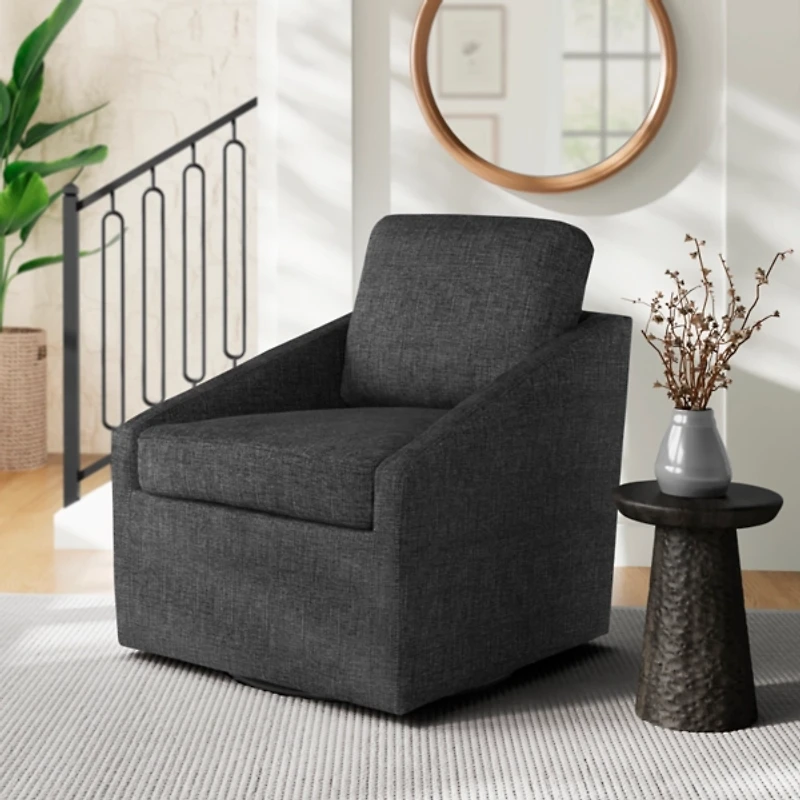 Black Hannover Swivel Accent Chair