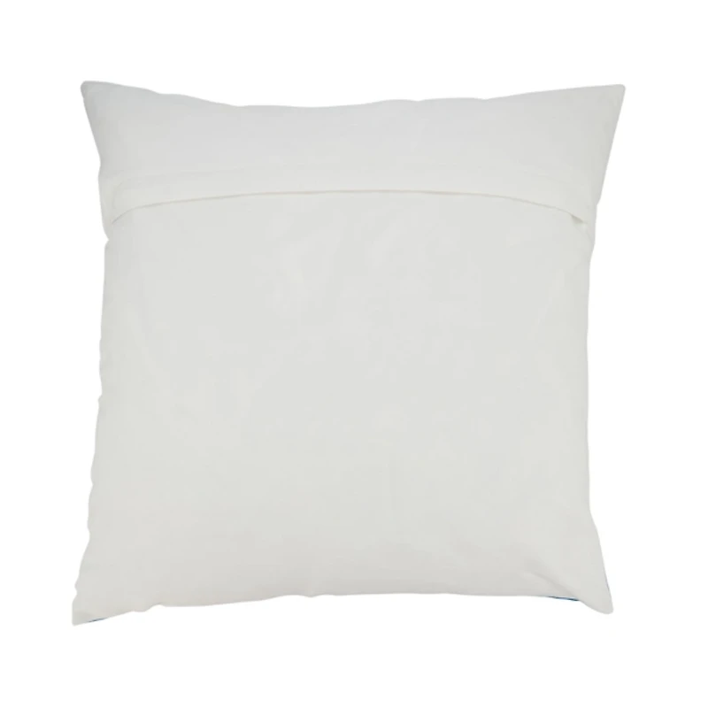 Blue Embroidered Octopus Outdoor Pillow