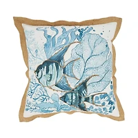 Blue Swimming Fish Outdoor Pillow