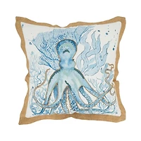 Blue Whimsical Octopus Outdoor Pillow