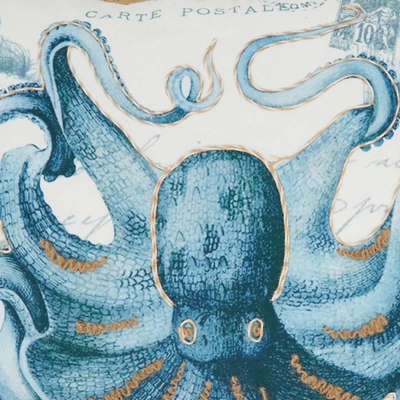 Vibrant Blue Octopus Outdoor Pillow