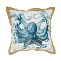 Vibrant Blue Octopus Outdoor Pillow