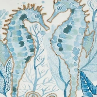 Blue Charming Seahorses Outdoor Pillow