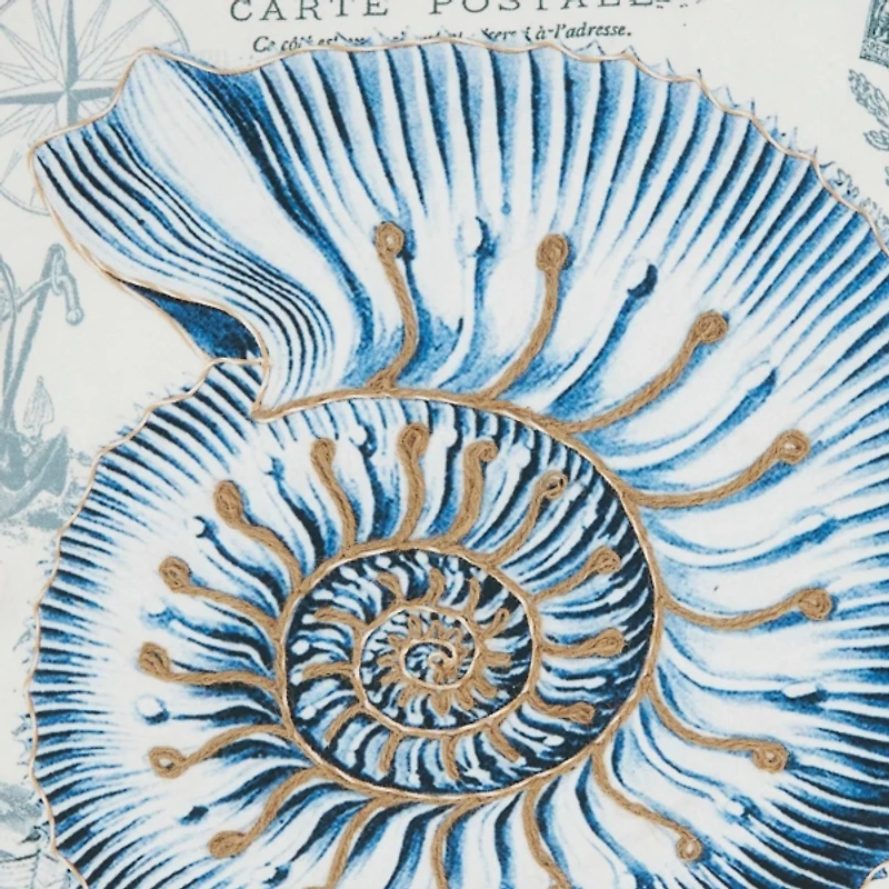 Blue Whimsical Seashell Outdoor Pillow