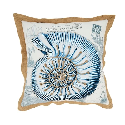 Blue Whimsical Seashell Outdoor Pillow