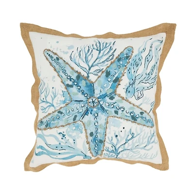 Blue Charming Starfish Outdoor Pillow