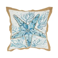 Blue Charming Starfish Outdoor Pillow