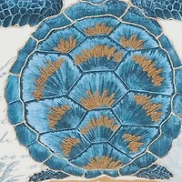 Blue Coastal Turtle Outdoor Pillow