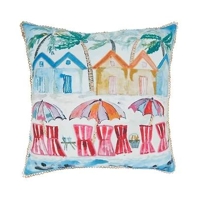 Colorful Beachside Outdoor Pillow