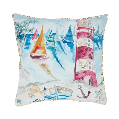 Colorful Lighthouse Outdoor Pillow