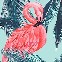 Tropical Flamingo and Palm Trees Outdoor Pillow