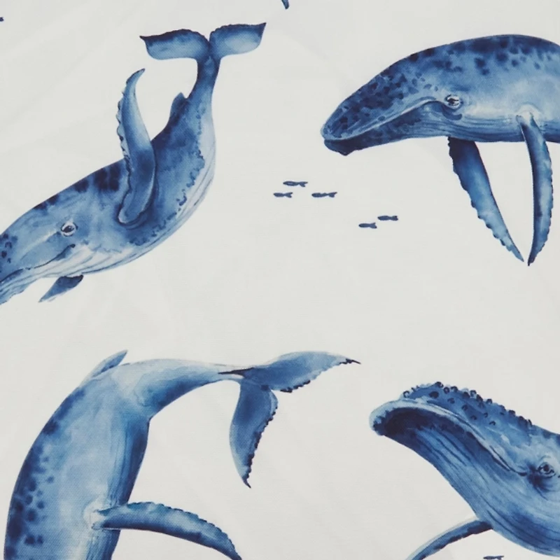 Blue Playful Whales Outdoor Pillow