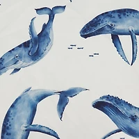 Blue Playful Whales Outdoor Pillow