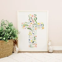 Floral Cross Framed Art Print