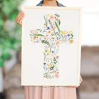 Floral Cross Framed Art Print