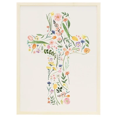 Floral Cross Framed Art Print