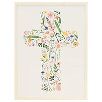 Floral Cross Framed Art Print