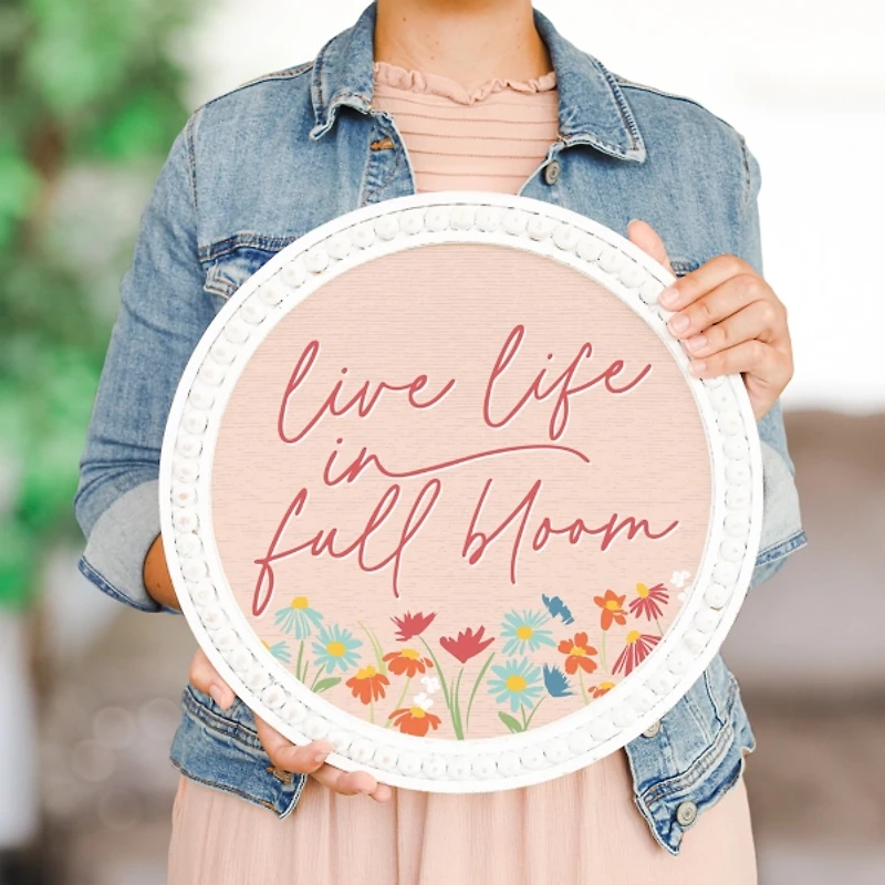 Pink Full Bloom Round Wall Plaque