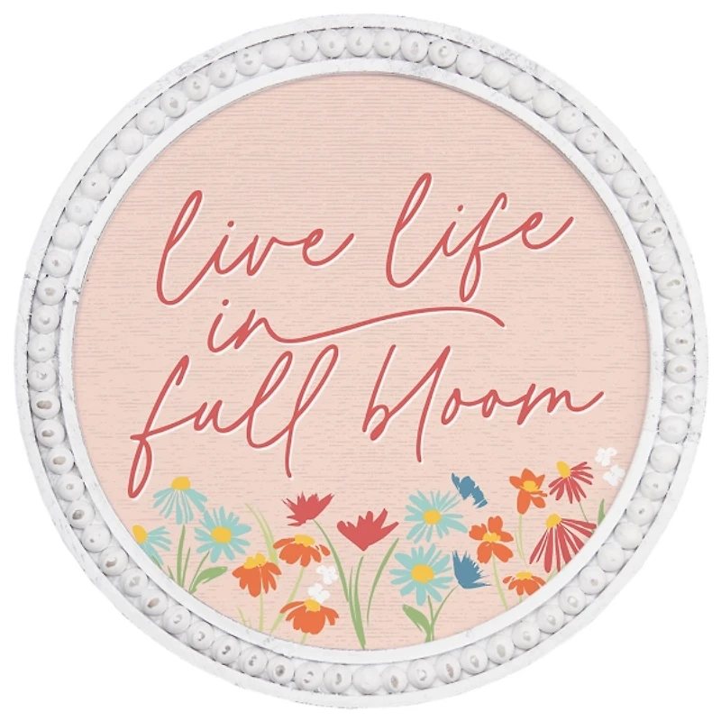 Pink Full Bloom Round Wall Plaque