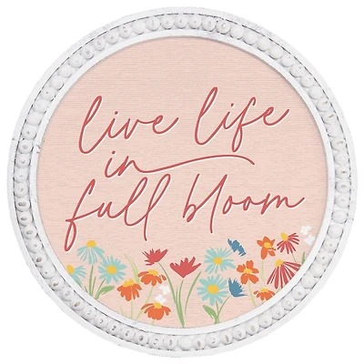 Pink Full Bloom Round Wall Plaque